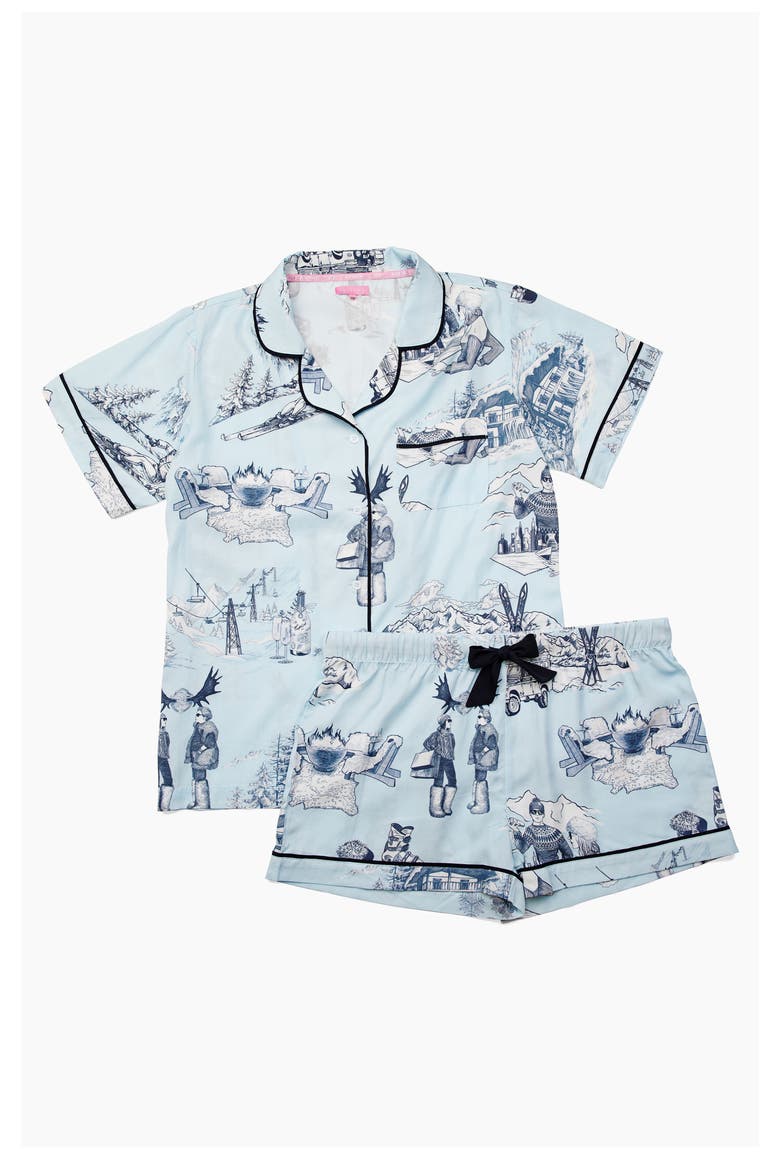 Après Ski Toile Short Pajamas, Alternate, color, BLUE
