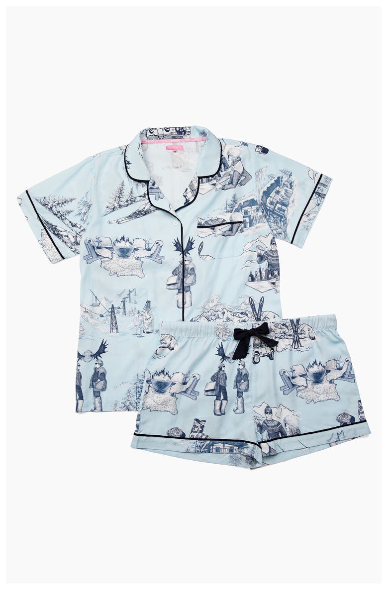 Katie Kime Après Ski Toile Short Pajamas, Alternate, color, Blue
