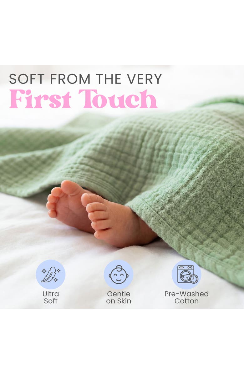 Mère & Moi Muslin Baby Blanket, Alternate, color, Green