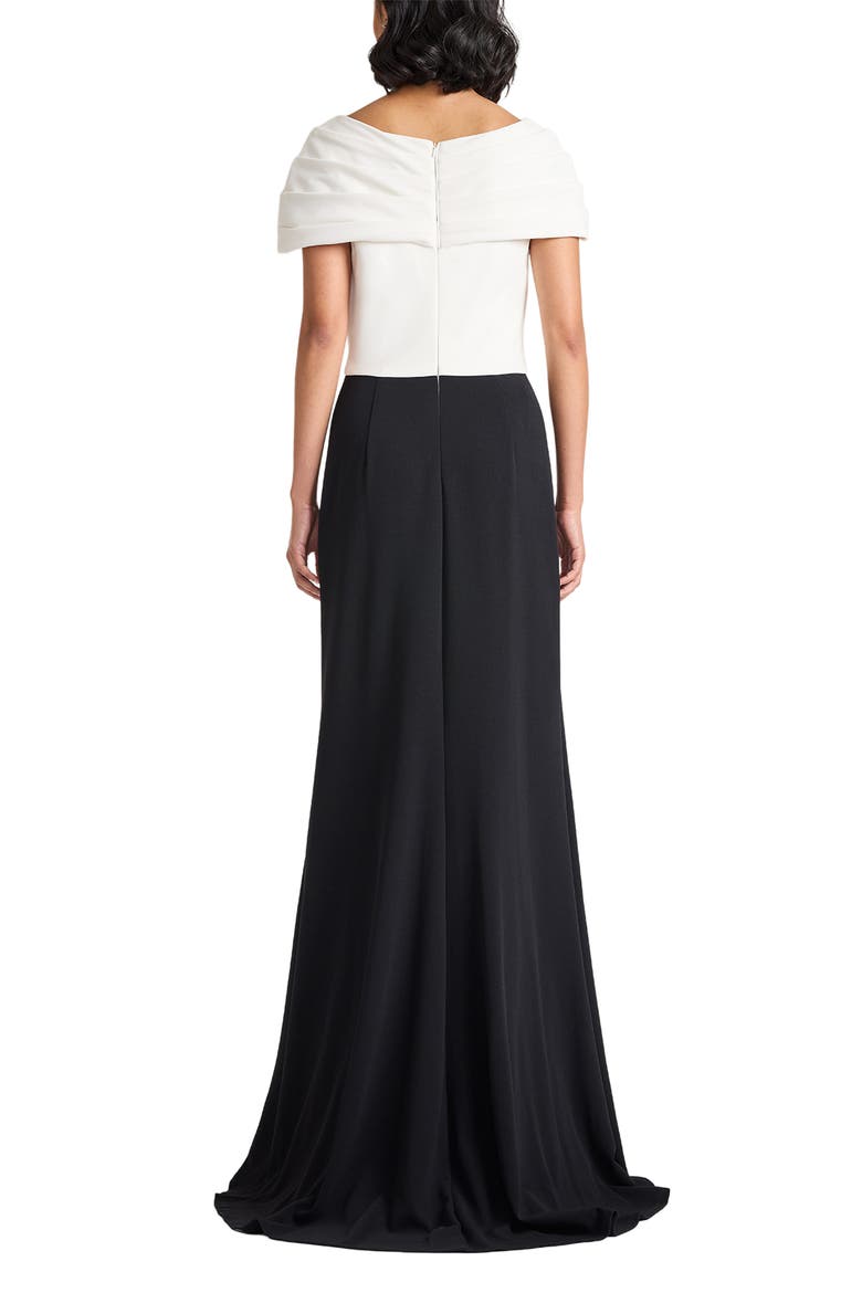 Colorblock Twist Front Gown, Alternate, color, IVORY/ BLACK