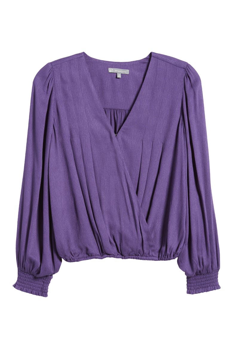 Long Sleeve Wrap Top, Alternate, color, GRAPEVINE