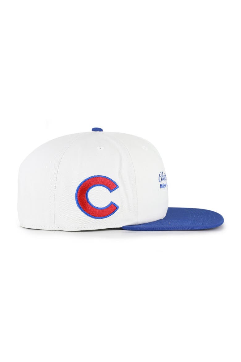 Men's '47 White/Royal Chicago Cubs Script Stack Relaxed Captain Snapback, Alternate, color, White