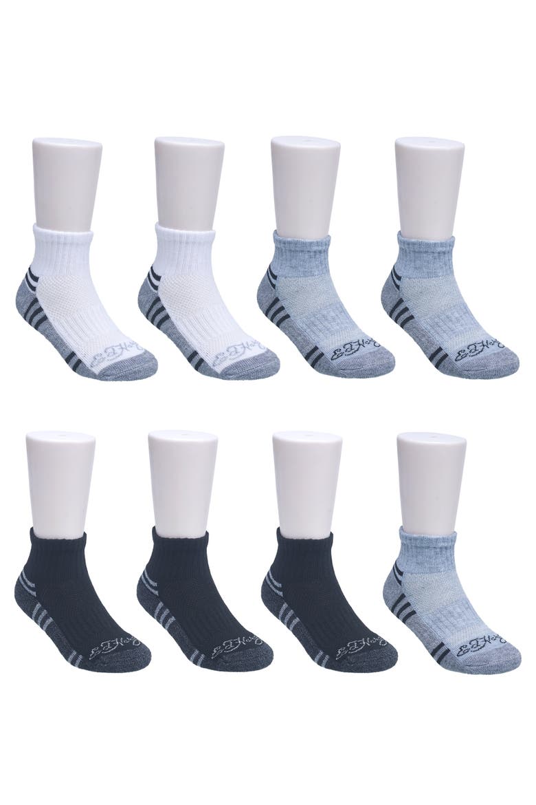 Boys Athletic Half Cushion Quarter Sock 8-Pack, Main, color, Black White Grey