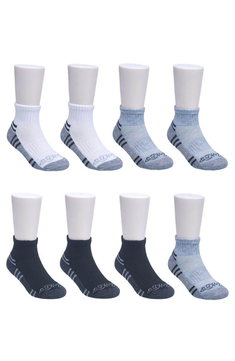 Ed Hardy Boys Athletic Half Cushion Quarter Sock 8-Pack, Main, color, Black White Grey