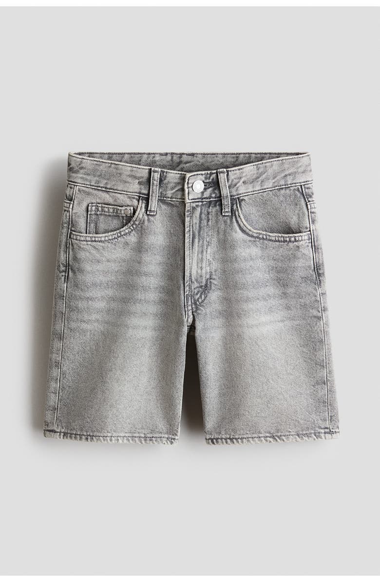 H&M Loose-fit denim shorts, Alternate, color, Gray