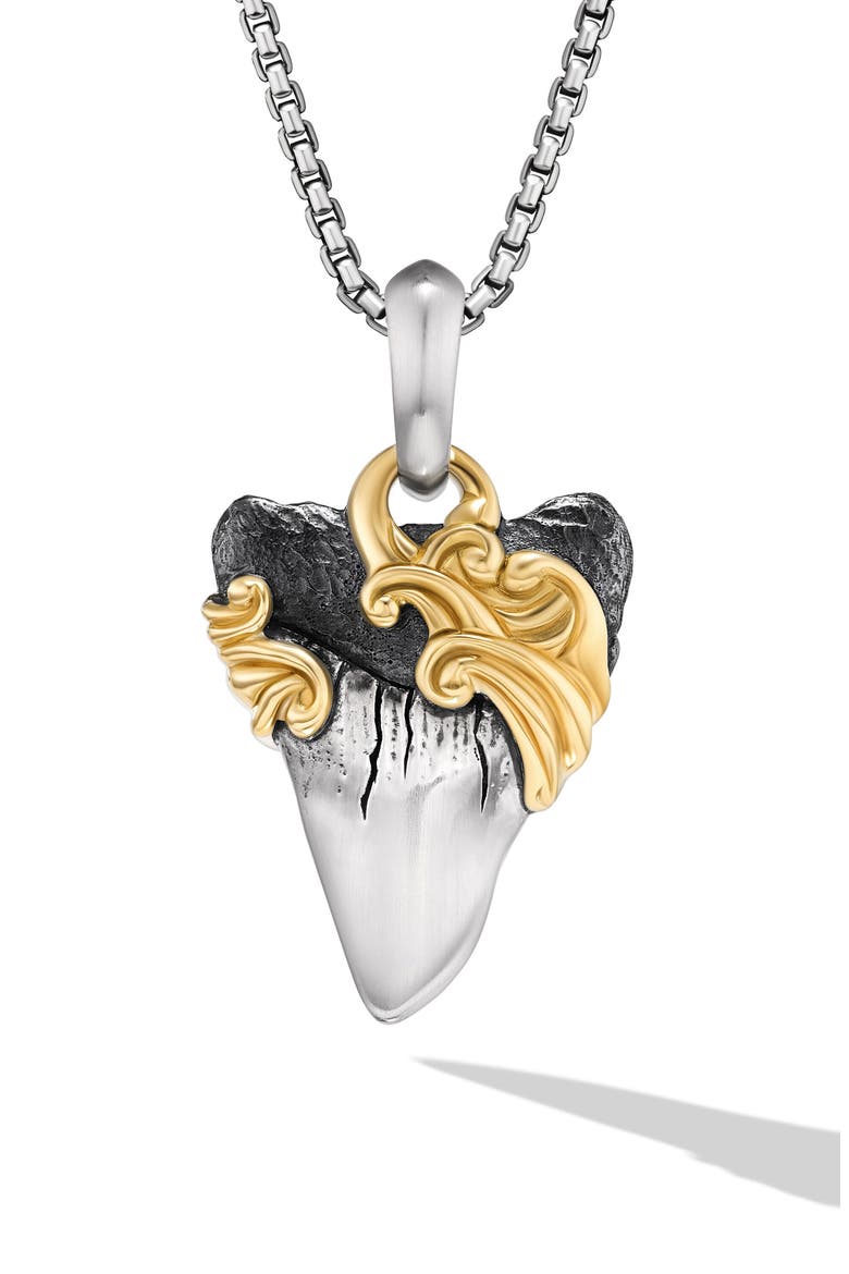 Waves Shark Tooth Enhancer in Sterling Silver, 25mm, Main, color, STERLING SILVER/ YELLOW GOLD