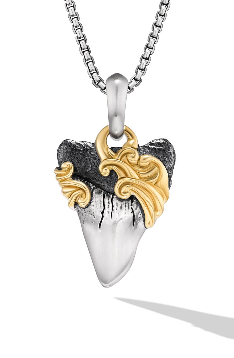 David Yurman Waves Shark Tooth Enhancer in Sterling Silver, 25mm, Main, color, Sterling Silver/ Yellow Gold