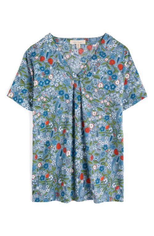 Seasalt Cornwall Barnoon Print Short Sleeve Top In Burgundy