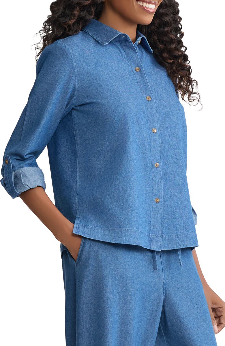 Jones New York Boxy Denim Button-Up Shirt, Alternate, color, 