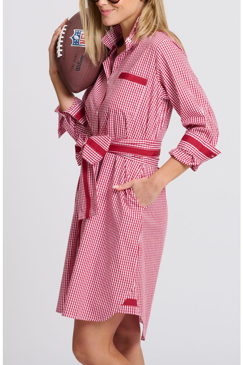 Winnie Gingham Cotton Shirtdress, Alternate, color, DARK RED