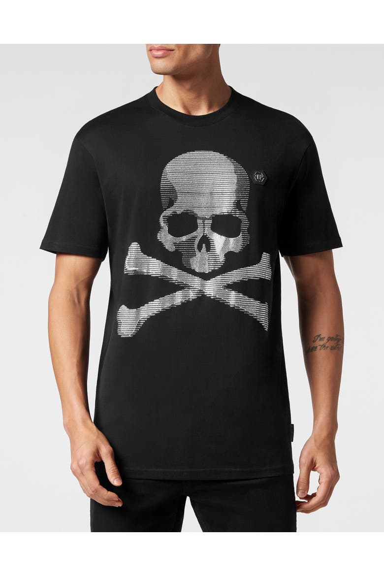 T-Shirt Round Neck Ss Skull&Amp;Bones Men, Main, color, black