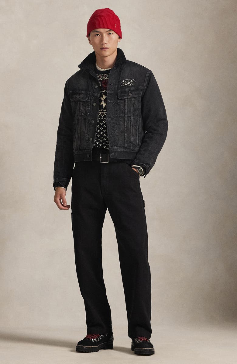 Polo Ralph Lauren Relaxed Fleece Lined Cotton Denim Trucker Jacket, Alternate, color, Beavenmeadow