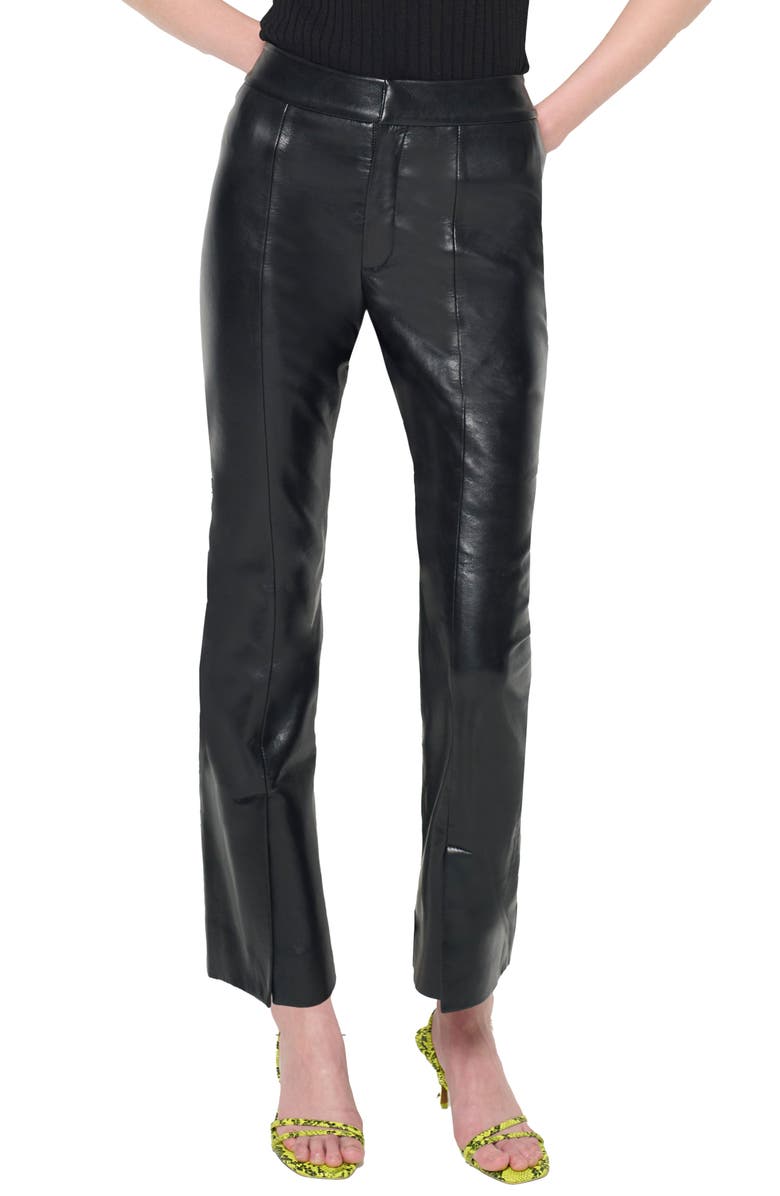 AS by DF Rowan Leather Cropped Flare Pants, Main, color, Black