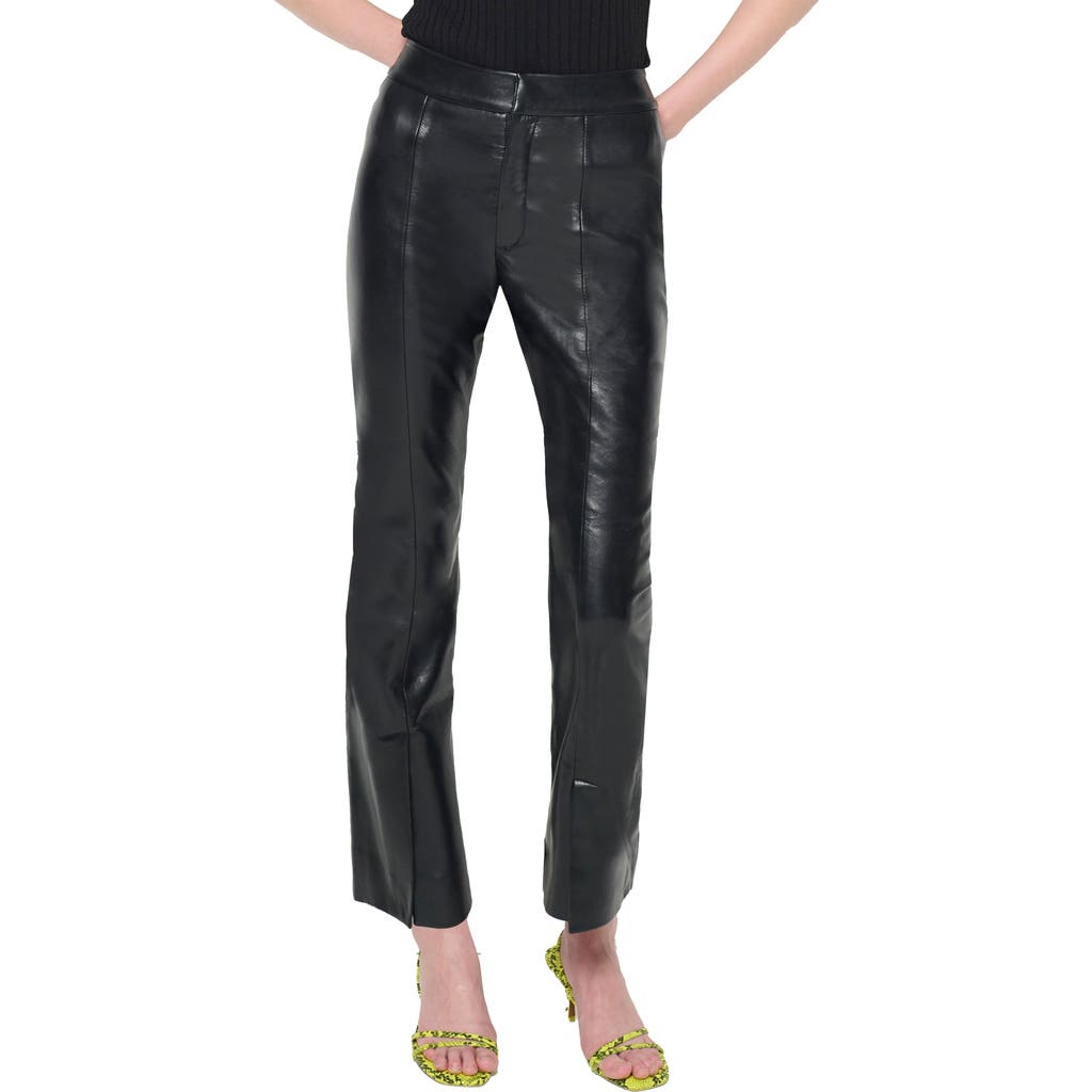 As B Y Df Rowan Leather Cropped Flare Pants In Black