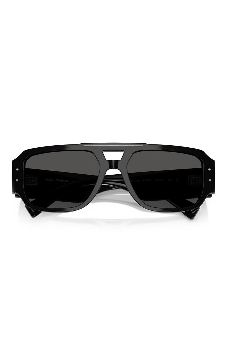 57mm Pilot Sunglasses, Alternate, color, BLACK