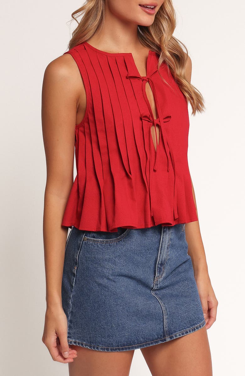 Delia Tie Front Pleat Tank