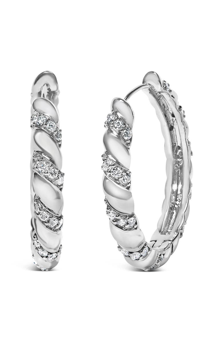 Haus of Brilliance 14K White Gold 1 1/5 Cttw Lab Grown Diamond Swirl Design 1" Inch Hoop Earrings, Main, color, White