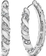 Haus of Brilliance 14K White Gold 1 1/5 Cttw Lab Grown Diamond Swirl Design 1" Inch Hoop Earrings