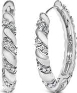 Haus of Brilliance 14K White Gold 1 1/5 Cttw Lab Grown Diamond Swirl Design 1" Inch Hoop Earrings