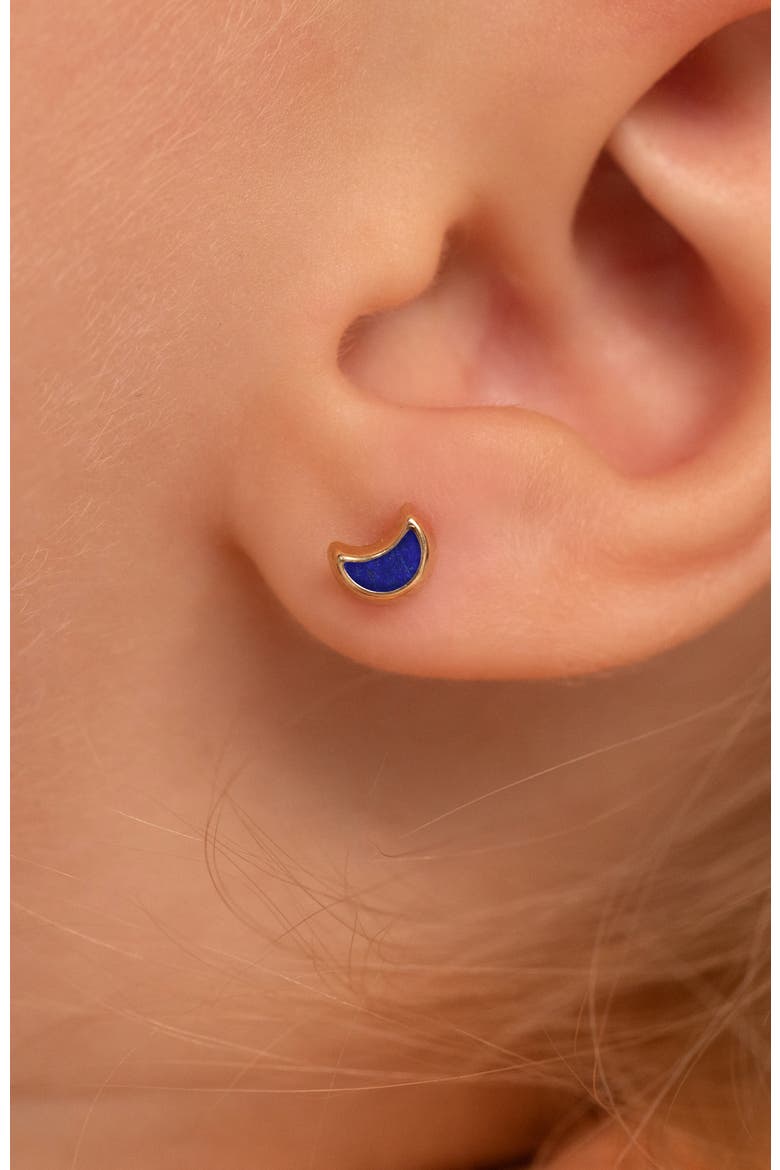 14k Lapis Shaped Earrings, Alternate, color, Purple Moon
