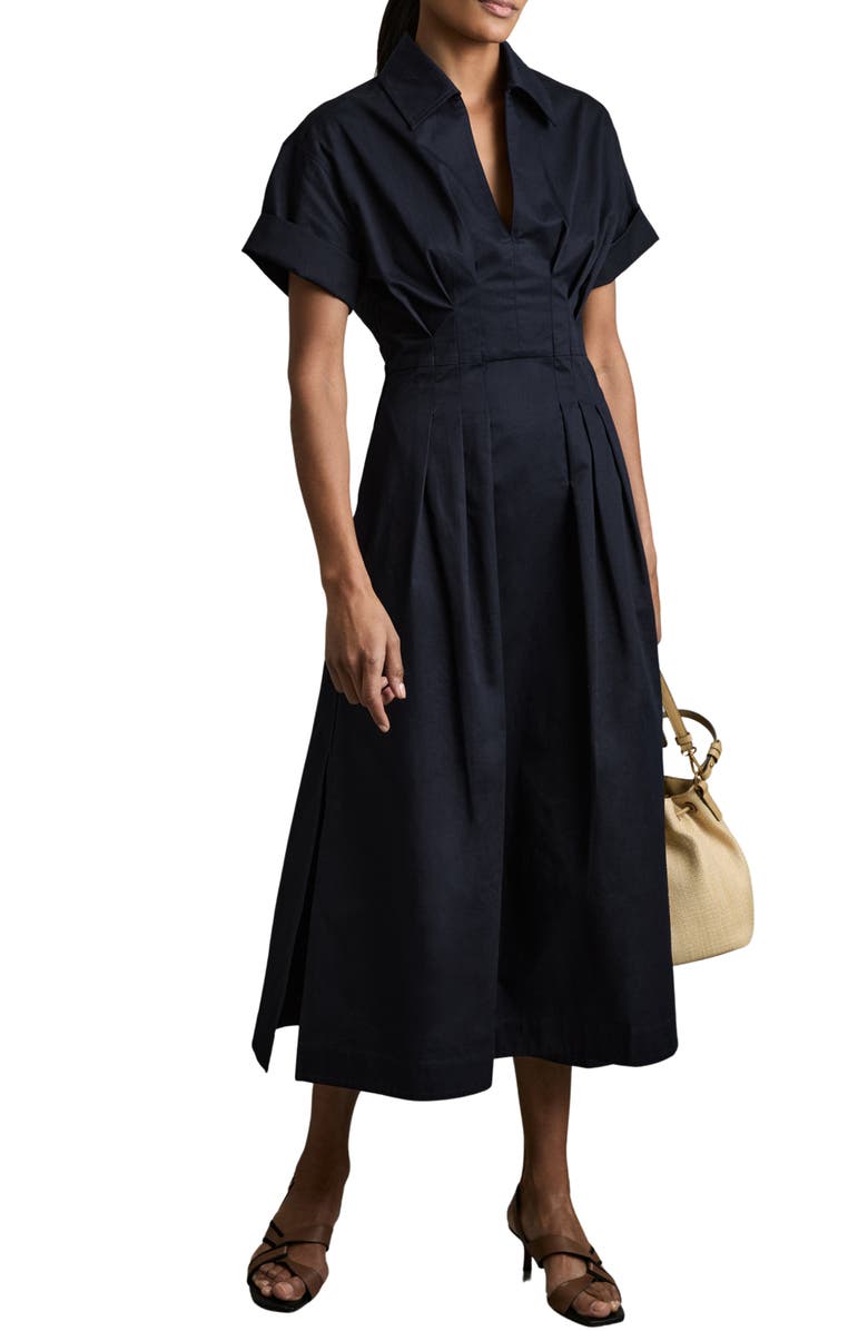 Reiss Aubrey Short Sleeve Cotton Midi Dress, Main, color, 