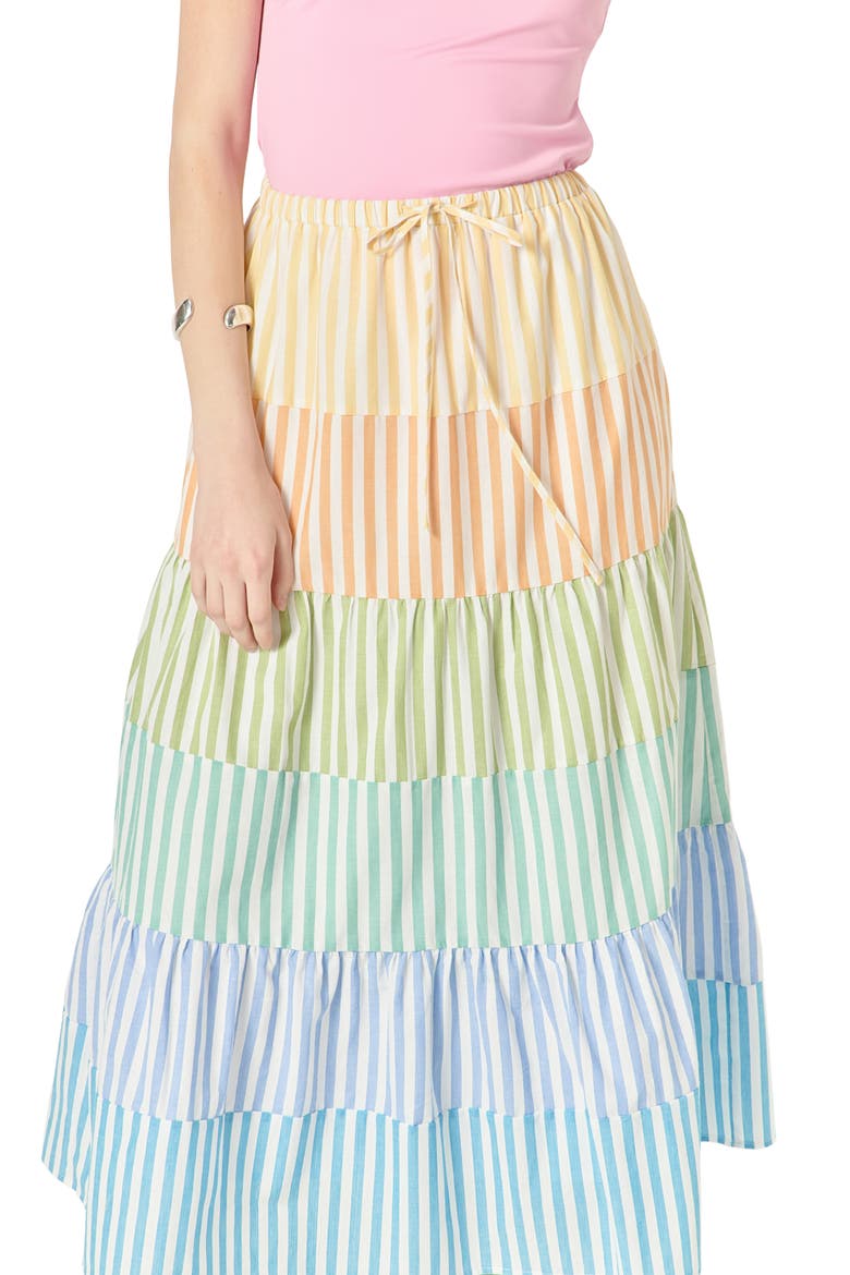 Colorblock Tiered Maxi Skirt, Alternate, color, RAINBOW MULTI