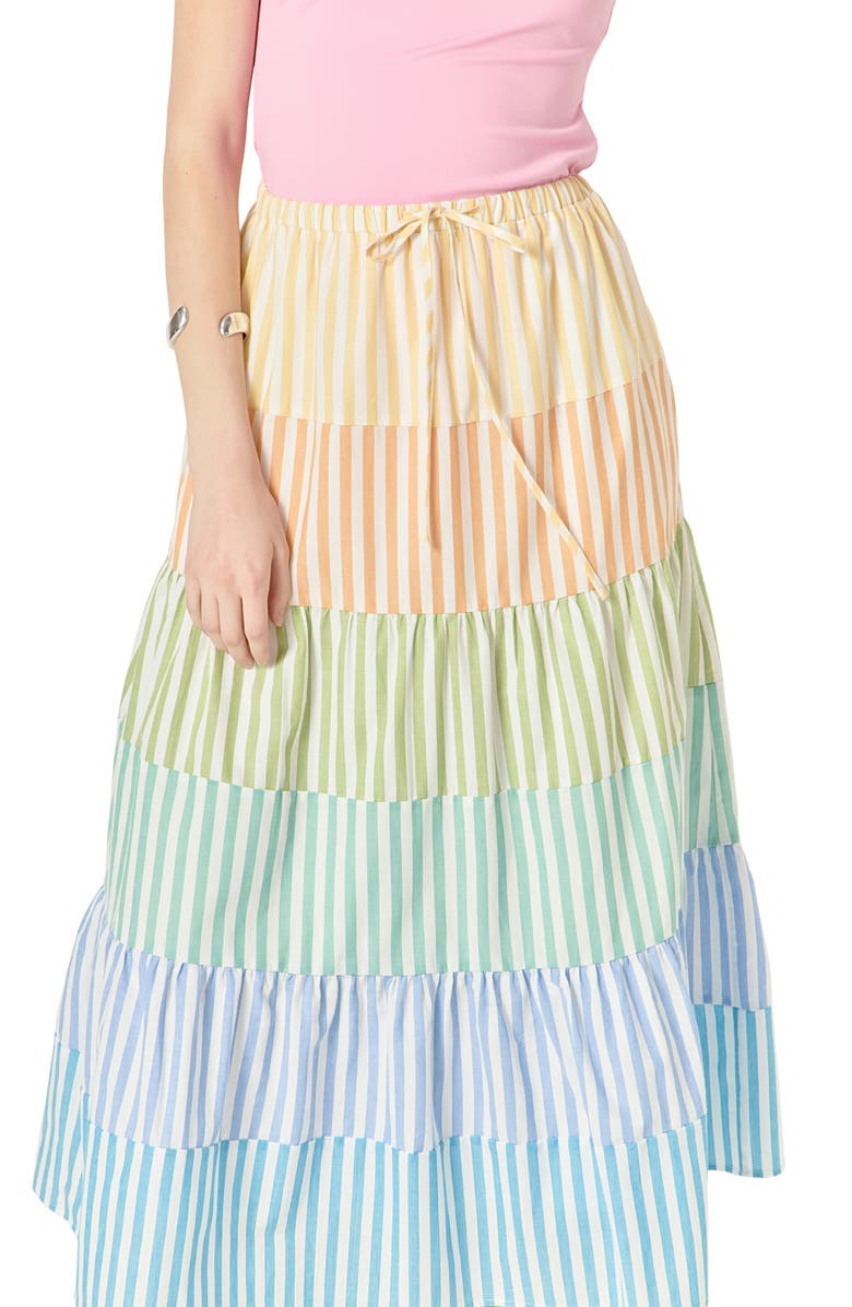 English Factory Colorblock Tiered Maxi Skirt, Alternate, color, Rainbow Multi