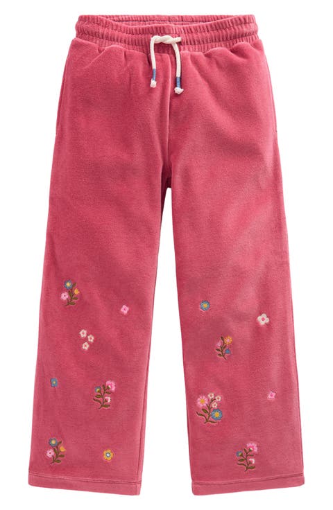 Kids' Embroidered Velour Joggers