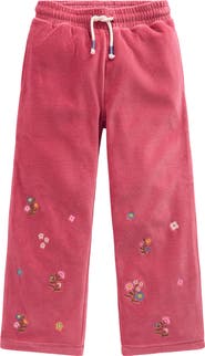 Mini Boden Kids' Embroidered Velour Joggers