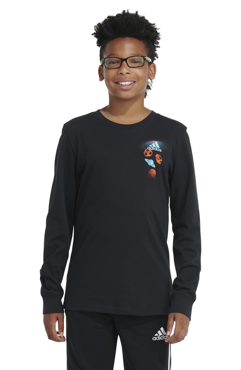 adidas Kids' Space Age Long Sleeve Cotton Jersey Graphic T-Shirt, Alternate, color,