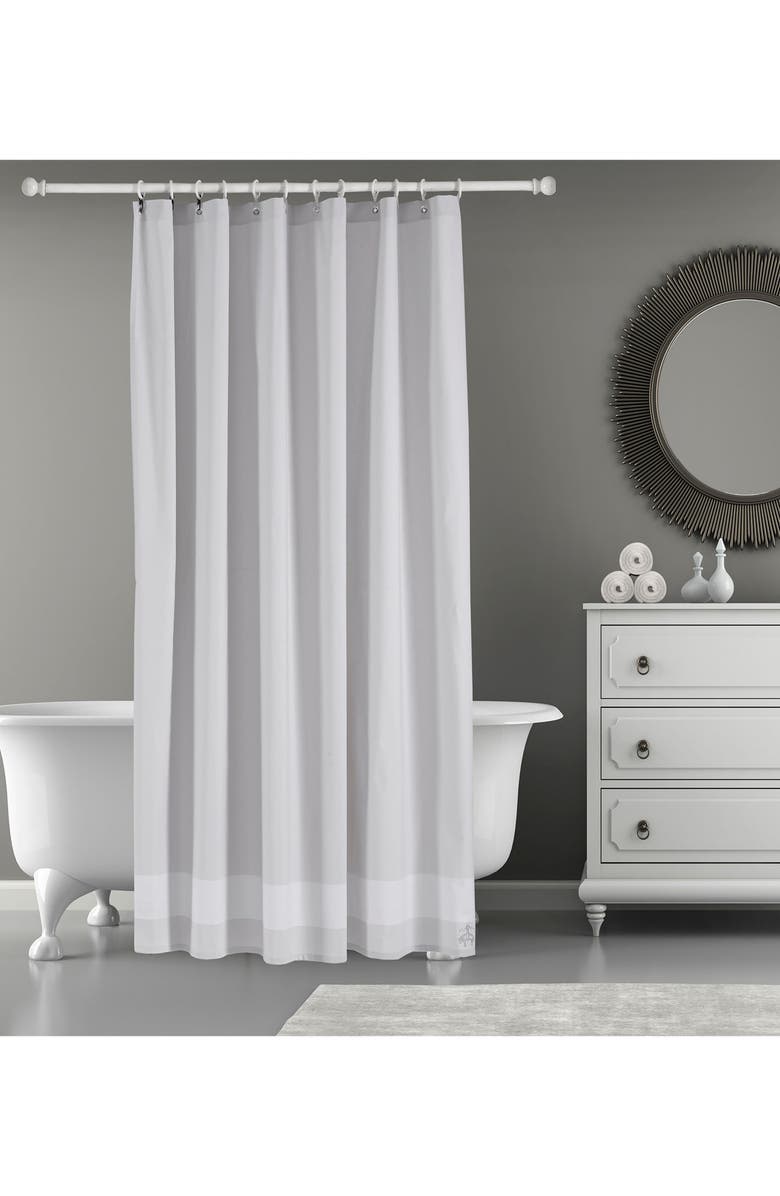 Brooks Brothers Herringbone Cotton Shower Curtain, Alternate, color, Silver