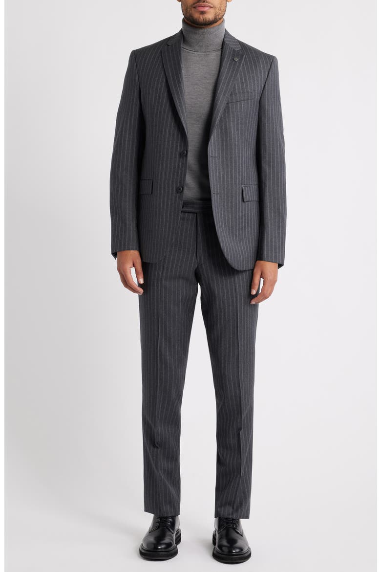 Ross Slim Fit Striped Wool Suit, Main, color, CHARCOAL