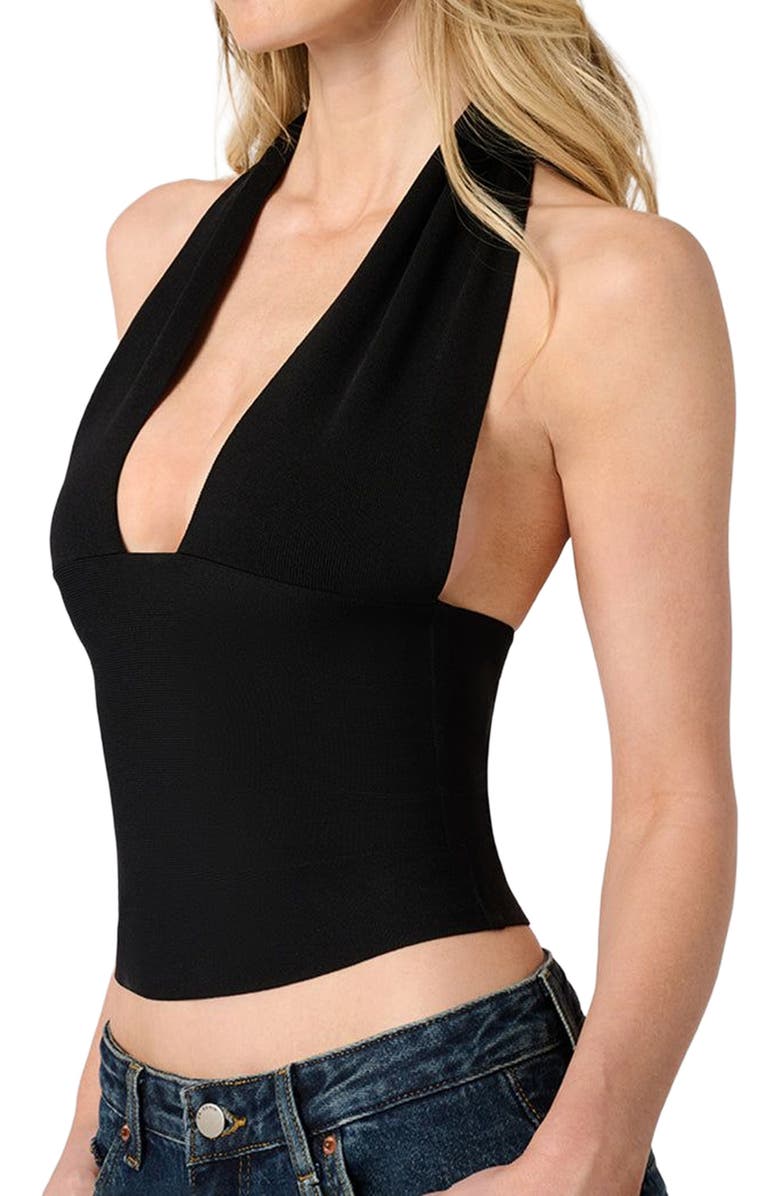 WeWoreWhat Knit Halter Top, Alternate, color, Black