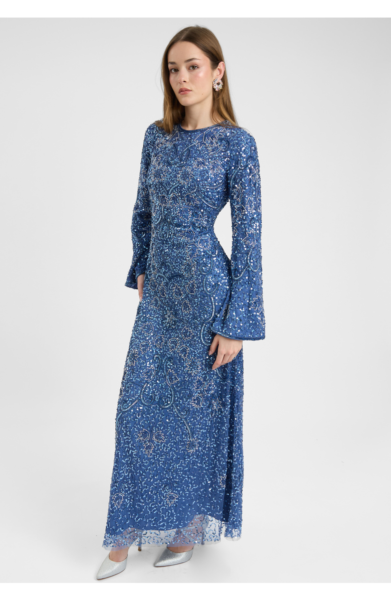 MARYISA Modest Embellished Sequin Beaded Dress Maxi With High Detailed Work, Alternate, color, Powder Blue