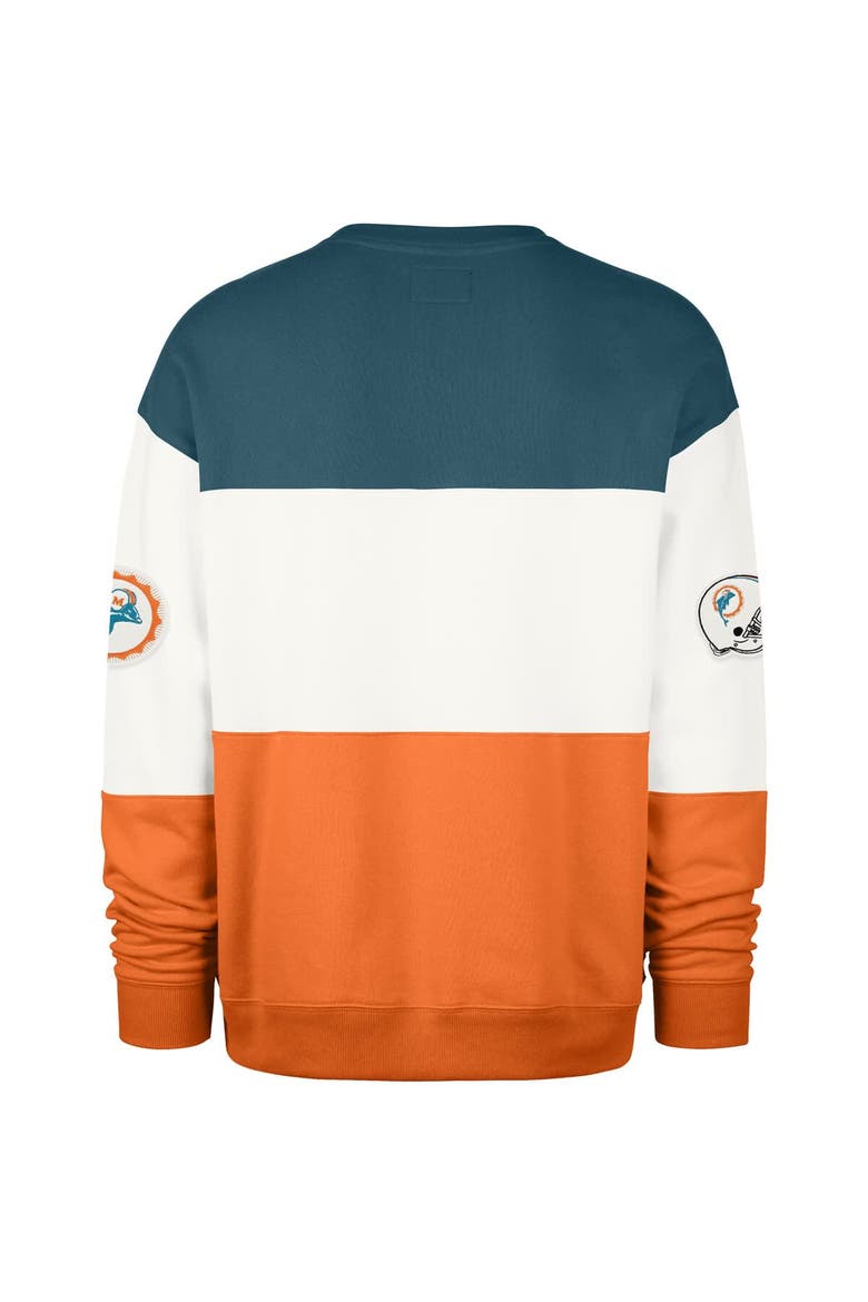 Men's '47  Aqua/Orange Miami Dolphins Throwback Breeze Maximalist Sweatshirt, Alternate, color, Aqua