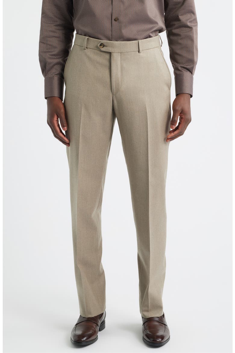 Wool & Cashmere Flannel Dress Pants, Main, color, DARK TAN