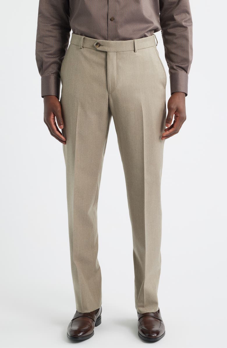 Berle Wool & Cashmere Flannel Dress Pants, Main, color, Dark Tan