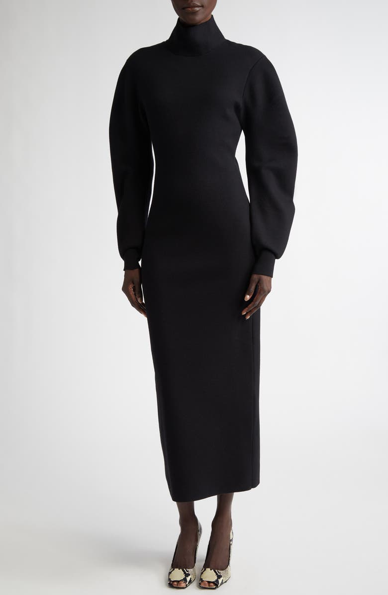 Khaite Storm Long Sleeve Merino Wool Blend Turtleneck Sweater Dress, Alternate, color, 
