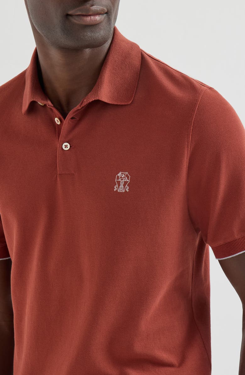Brunello Cucinelli Cotton piqué polo shirt with logo, Alternate, color, Grey