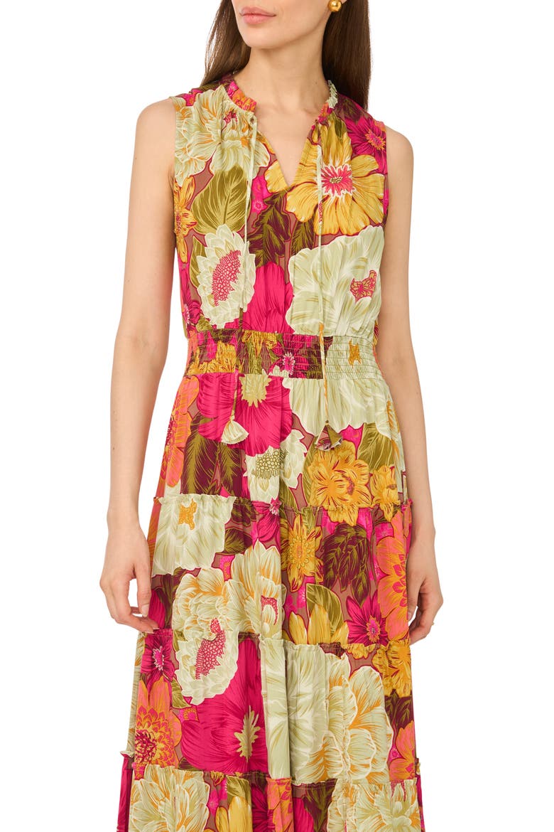 Floral Sleeveless Tiered Maxi Dress, Alternate, color, VIVACIOUS