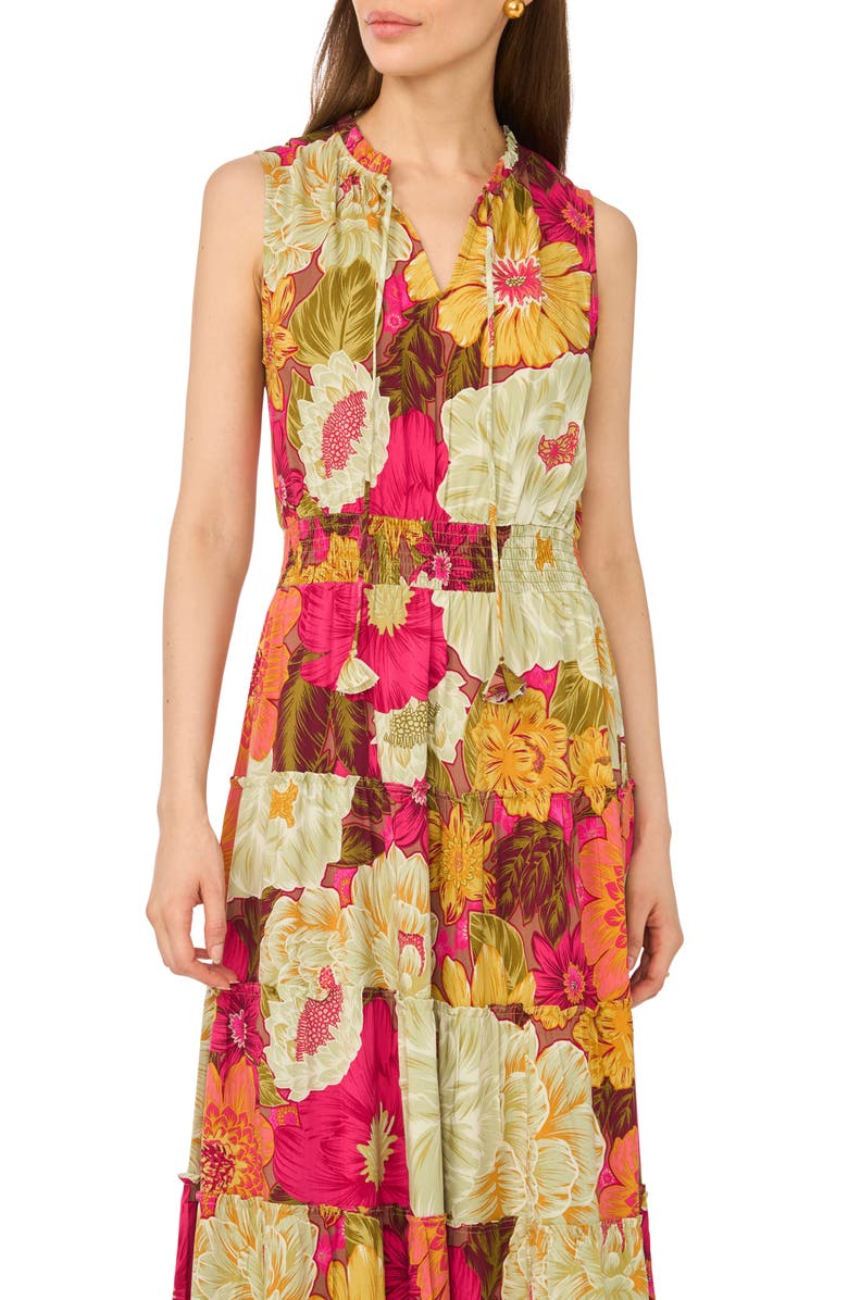 Halogen<sup>®</sup> Floral Sleeveless Tiered Maxi Dress, Alternate, color, Vivacious