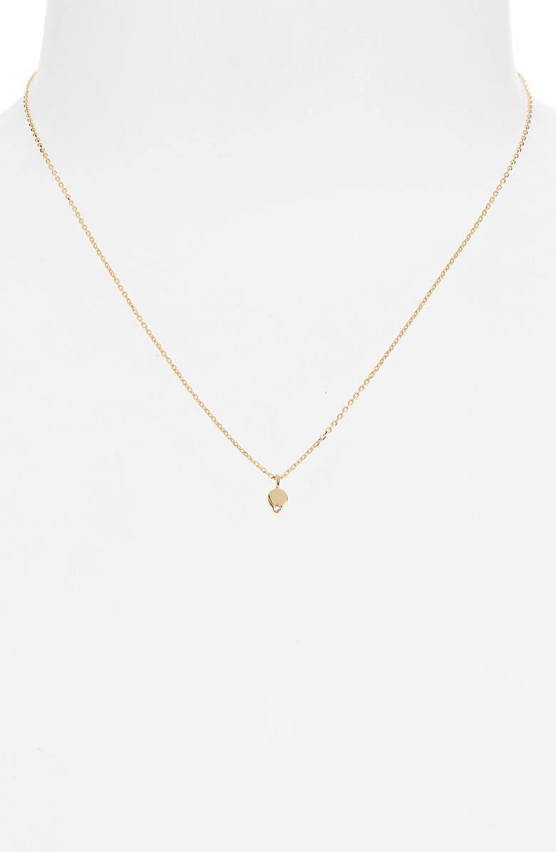 Madewell Delicate Collection Demi Fine White Topaz Disc Pendant Necklace, Alternate, color,