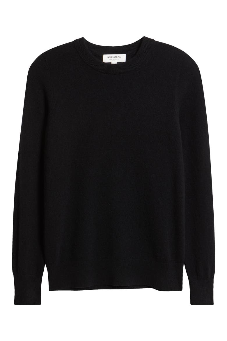 Crewneck Cashmere Sweater, Alternate, color, BLACK ROCK