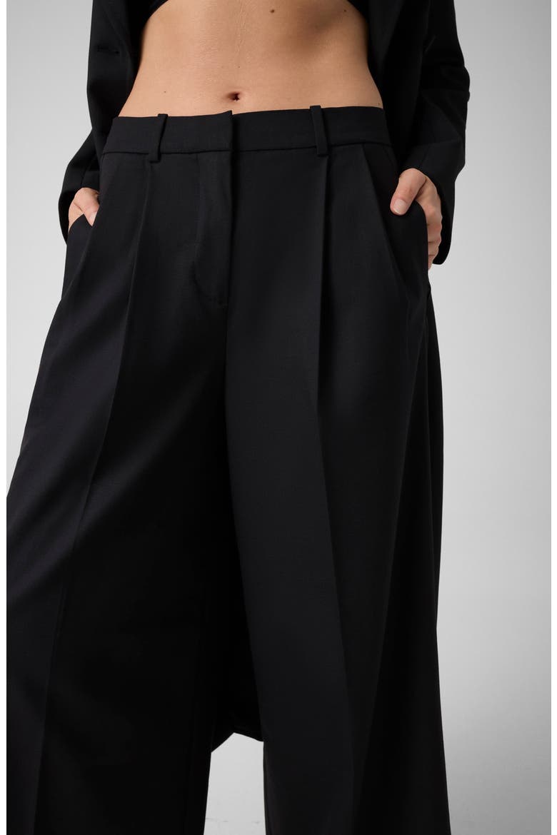 High Waist Pleated Straight Leg Pants, Alternate, color, JBLACK-BLACK