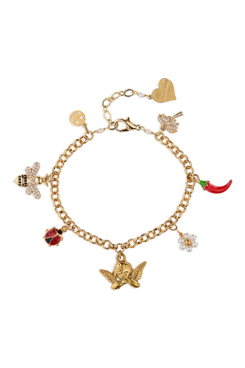 Summer Heat Charm Bracelet, Main, color, GOLD
