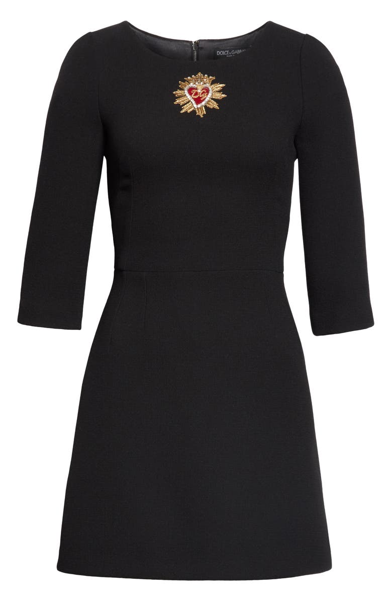 Dolce&Gabbana Heart Embellished Crepe Dress, Alternate, color, 