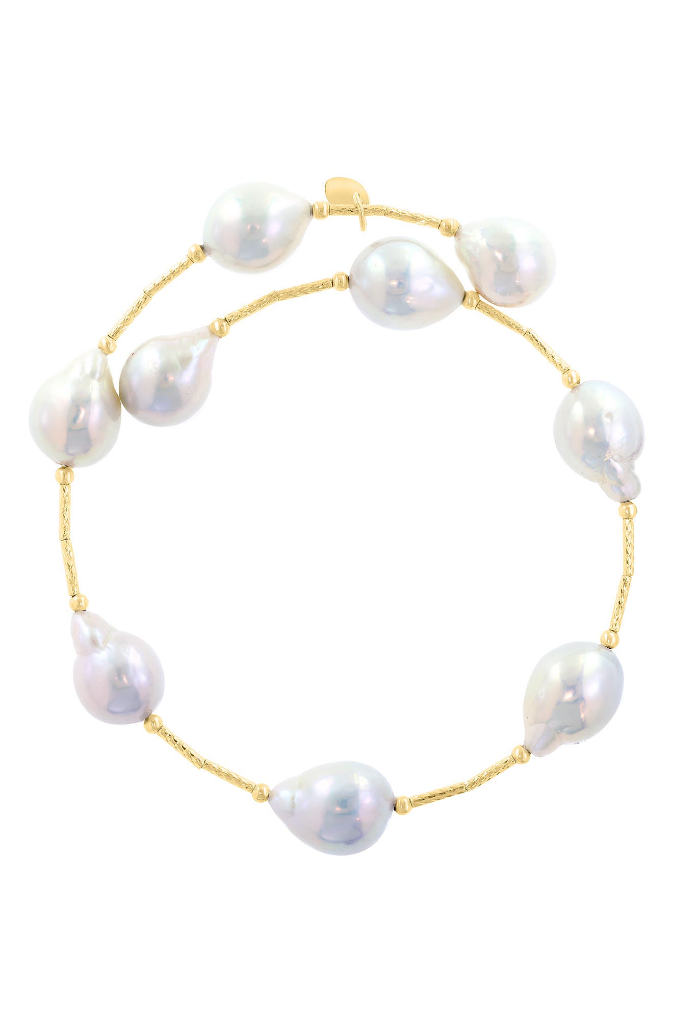 14K Yellow Gold Freshwater Pearl Station Bracelet