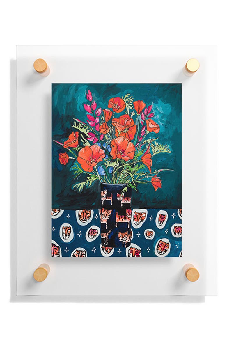 Deny Designs California Summer Bouquet Oranges & Lily Blossoms in Blue & White Urn Floating Art Print, Alternate, color,