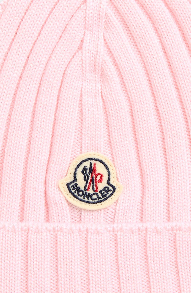Moncler Kids' Rib Virgin Wool Beanie, Alternate, color, Light Pink