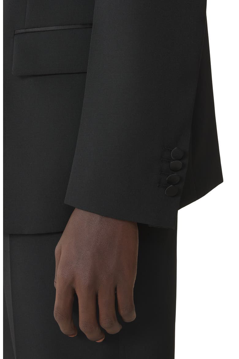 Black Wool Jacket With Stand-Up Collar, Alternate, color, Black